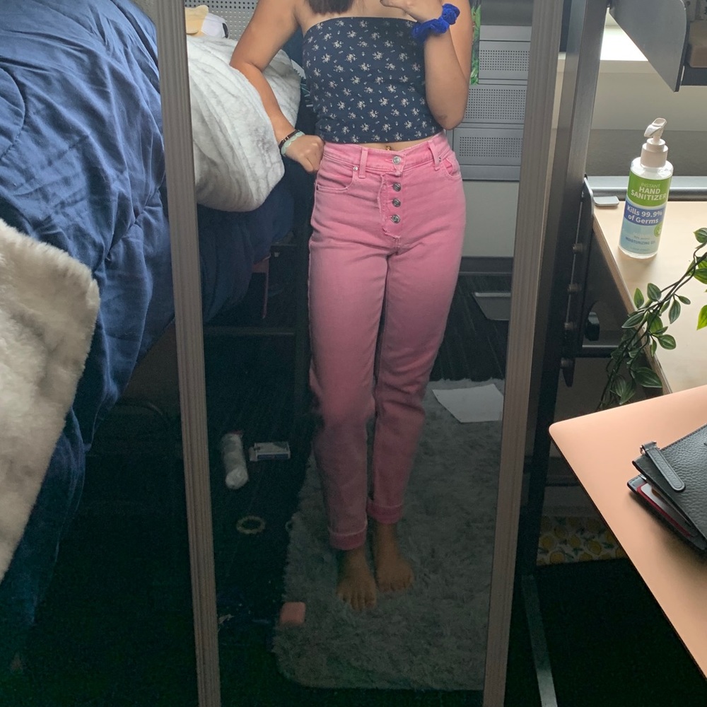 Hot Pink Revice Mom Jeans